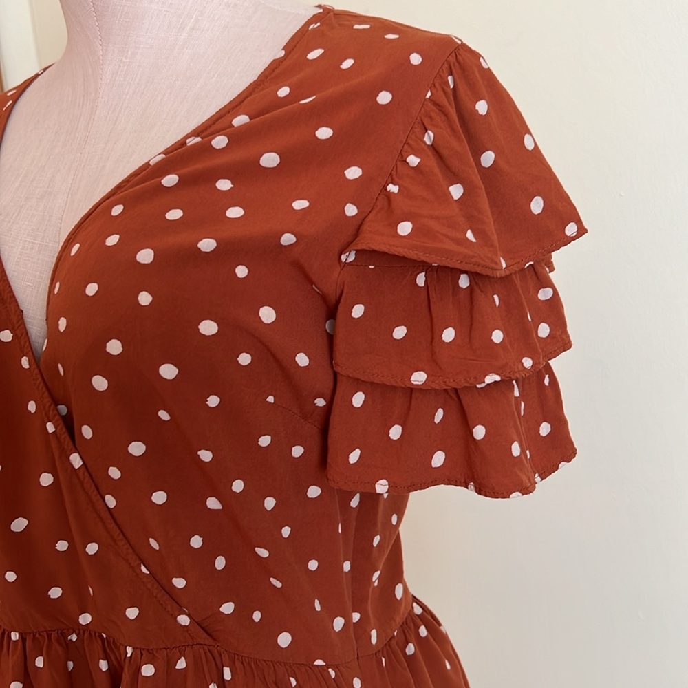 Madewell Tiered-Sleeve Peplum Top in Inkspot Dot Size 2